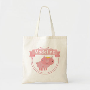 Niedlich Pink Piglet - Personalisierte Kinder Tragetasche