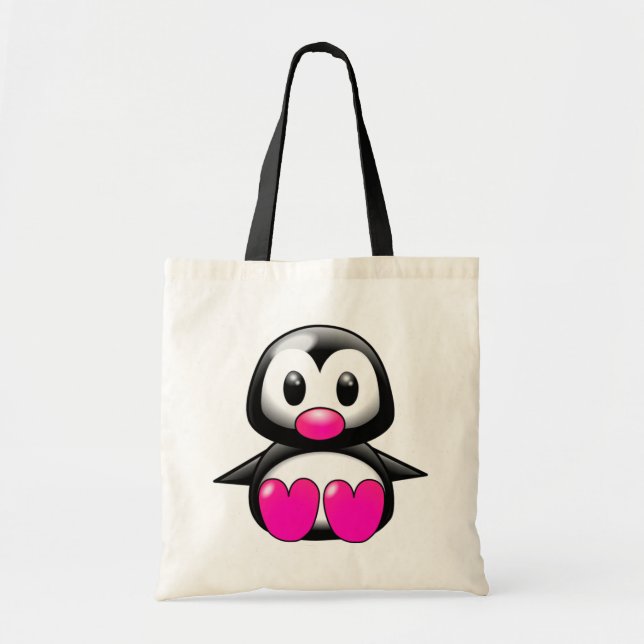 Niedlich Pink Pinguin Tragetasche (Vorne)