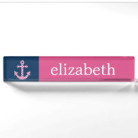 Niedlich Pink Polka Dot Anchor mit Individuelle Na