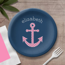 Niedlich Pink Polka Dot Anchor mit Individuelle Na