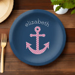 Niedlich Pink Polka Dot Anchor mit Individuelle Na Pappteller<br><div class="desc">Ein trendiges und elegantes Design mit Punkten und prächtigen Farben sowie einem Bereich,  in dem Sie Ihren Namen oder Ihre Monogramm hinzufügen können.</div>