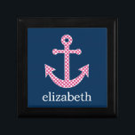 Niedlich Pink Polka Dot Anchor mit Individuelle Na Schmuckschachtel<br><div class="desc">Ein trendiges und elegantes Design mit Punkten und prächtigen Farben sowie einem Bereich,  in dem Sie Ihren Namen oder Ihre Monogramm hinzufügen können.</div>