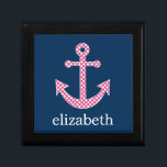 Niedlich Pink Polka Dot Anchor mit Individuelle Na Schmuckschachtel<br><div class="desc">Ein trendiges und elegantes Design mit Punkten und prächtigen Farben sowie einem Bereich,  in dem Sie Ihren Namen oder Ihre Monogramm hinzufügen können.</div>