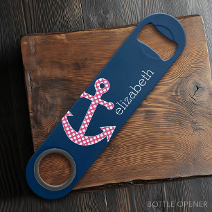 Niedlich Pink Polka Dot Anchor mit Individuelle Na Speedflaschenöffner