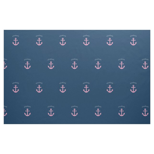 Niedlich Pink Polka Dot Anchor mit Individuelle Na Stoff (Fat Quarter (45,7 x 55,9 cm))