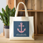 Niedlich Pink Polka Dot Anchor mit Individuelle Na Tragetasche<br><div class="desc">Ein trendiges und elegantes Design mit Punkten und prächtigen Farben sowie einem Bereich,  in dem Sie Ihren Namen oder Ihre Monogramm hinzufügen können.</div>