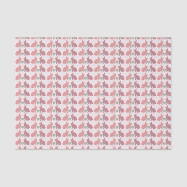 Niedlich Pink Polka Dot Bunnies Muster Seidenpapier (Vorderseite)