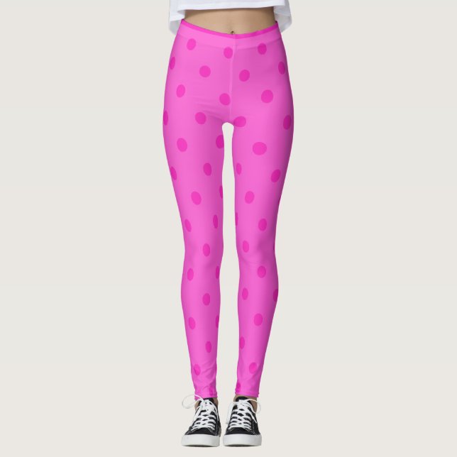 Niedlich Pink Polka Dot Leggings (Vorderseite)