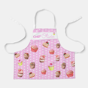 Niedlich Pink Polka Dot Personalisierter Koch Cupc Schürze