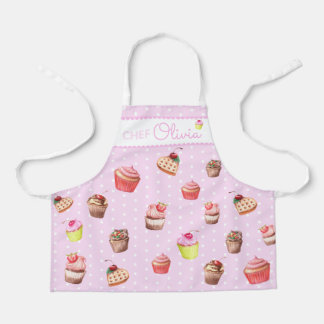 Niedlich Pink Polka Dot Personalisierter Koch Cupc Schürze