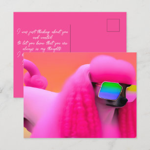 Niedlich Pink Poodle Sonnenbrille Denken Sie an Si Postkarte