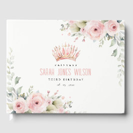 Niedlich Pink Princess Crown Tiara Floral Geburtst Gästebuch