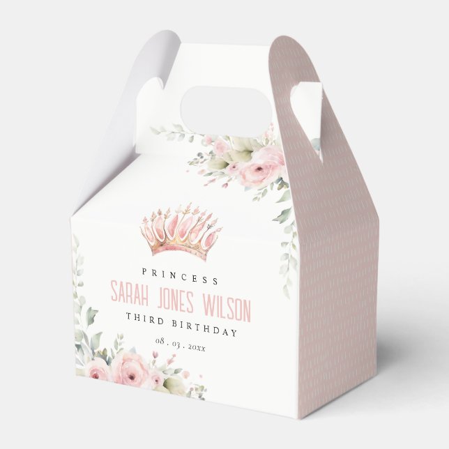 Niedlich Pink Princess Crown Tiara Floral Geburtst Geschenkschachtel (Vorderseite)