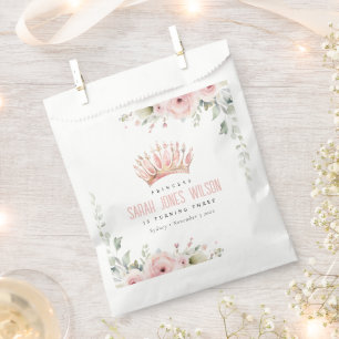 Niedlich Pink Princess Crown Tiara Floral Geburtst Geschenktütchen
