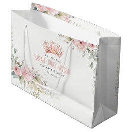 Niedlich Pink Princess Crown Tiara Floral Geburtst Große Geschenktüte