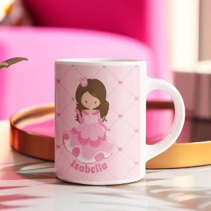 Niedlich Pink Princess Girl Personalisierte Kinder Kaffeetasse