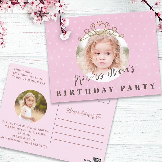 Niedlich Pink Prinzessin Tiara Geburtstag Whimsica Postkarte (Von Creator hochgeladen)