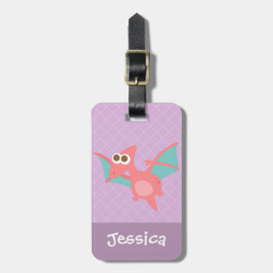 Niedlich Pink Pterodactyldinosaurier Mädchen Lila Gepäckanhänger