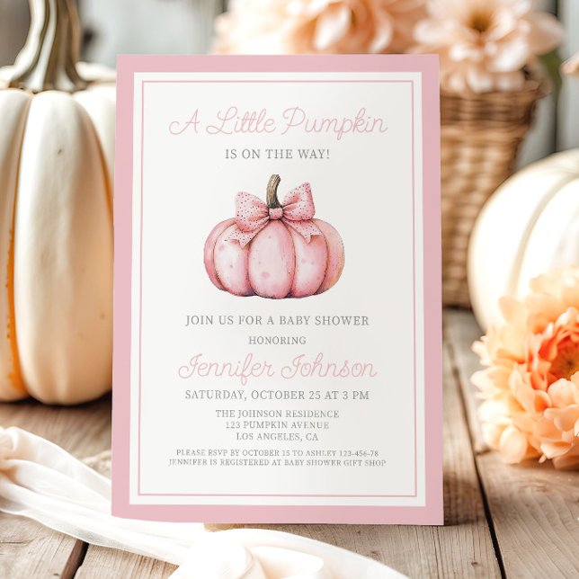 Niedlich Pink Pumpkin Baby Dusche Einladung (Cute Pink Pumpkin Baby Shower Invitation)