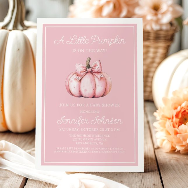 Niedlich Pink Pumpkin Baby Dusche Einladung (Cute Pink Pumpkin Baby Shower Invitation)