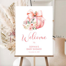 Niedlich Pink Pumpkin Baby Dusche Willkommen