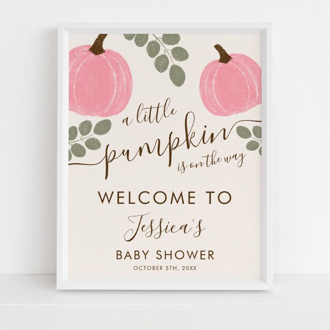 Niedlich Pink Pumpkin Eucalyptus Baby Dusche Willk Poster (Von Creator hochgeladen)