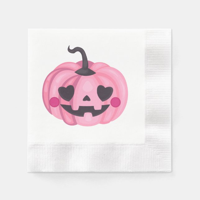 Niedlich Pink Pumpkin Paper Napkin Serviette (Vorderseite)