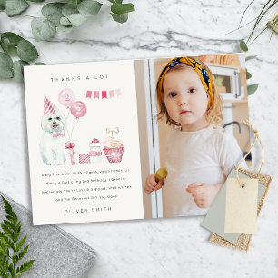 Niedlich Pink Puppy Dog jedes Alters Geburtstag Fo Dankeskarte