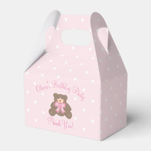 Niedlich Pink Ribbon Teddy Bear Girl Geburtstagspa Geschenkschachtel