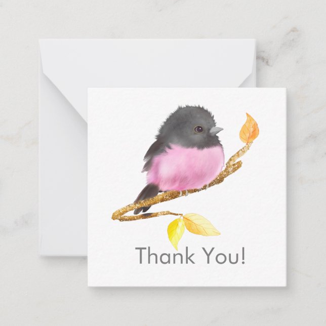 Niedlich Pink Robin Bird Danke Notizkarte Mitteilungskarte (Vorderseite)