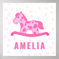 Niedlich Pink Rocking Horst Star Kids Name
