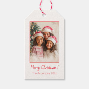 Niedlich Pink Rot Foto Weihnachten Geschenkanhänger