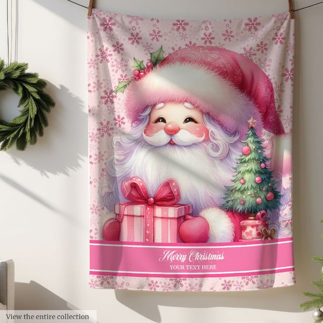 Niedlich Pink Santa Name Blanket Girls Weihnachtsg Sherpadecke (Cute Pink Santa Name Blanket Girls Holiday Gift)
