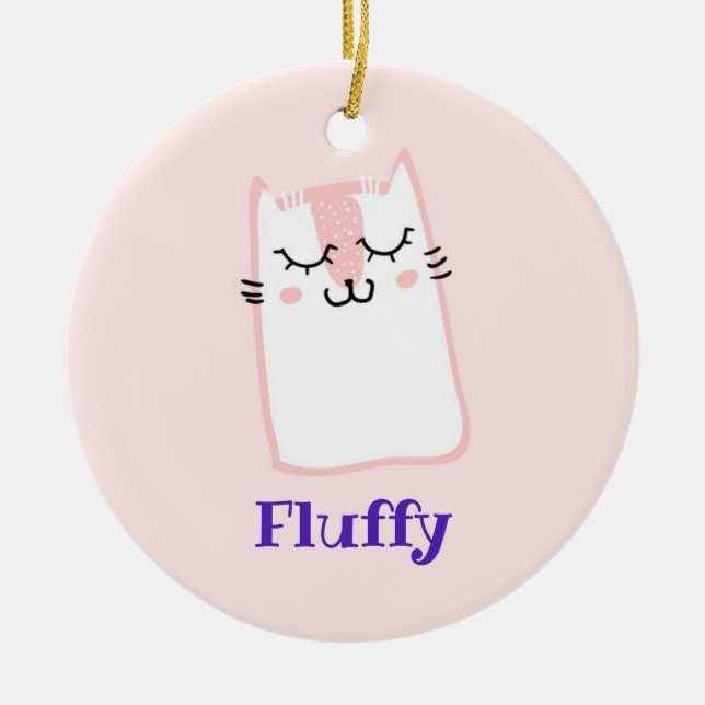 Niedlich Pink Schlafkitschkatze Keramikornament (Vorne)