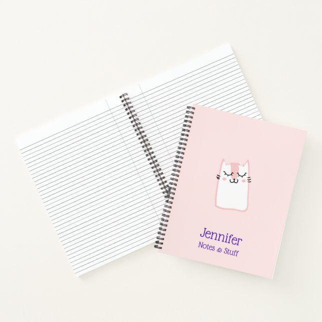 Niedlich Pink Schlafkitschkatze Notizbuch (Innenseite)