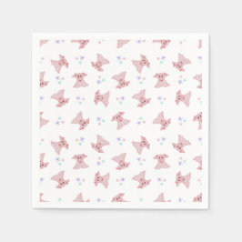 Niedlich Pink Schweine Barnyard Geburtstagskinder Serviette