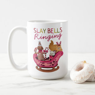 Niedlich Pink Slay Bells Ringing Christmas Puff Kaffeetasse