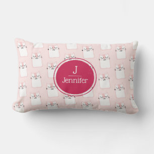 Niedlich Pink Sleeping Kitt Pattern Monogramm Lendenkissen