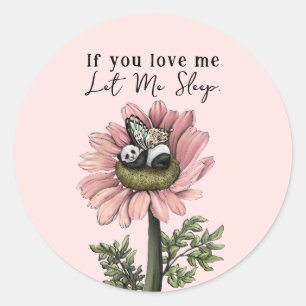 Niedlich Pink Sleeping Panda Bear Fairy Throw Kiss Runder Aufkleber