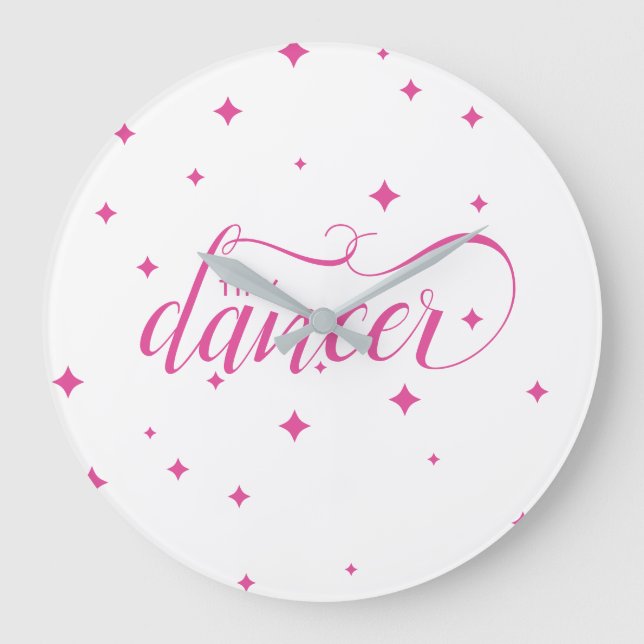 Niedlich Pink Starry Tiny Dancer Große Wanduhr (Vorderseite)