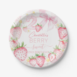 Niedlich Pink Strawberries Berry Sweet 2. Geburtst Pappteller