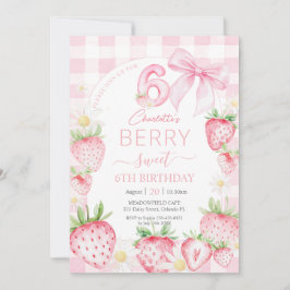 Niedlich Pink Strawberries Berry Sweet 6. Geburtst Einladung