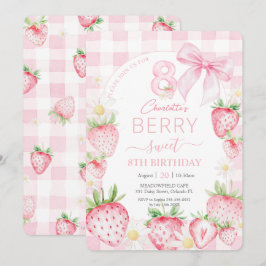 Niedlich Pink Strawberries Berry Sweet 8. Geburtst Einladung