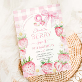 Niedlich Pink Strawberries Berry Sweet 9. Geburtst Einladung