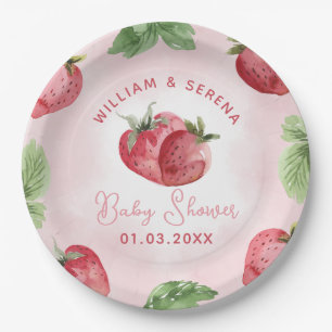 Niedlich Pink Strawberry Baby Dusche Pappteller
