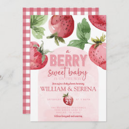Niedlich Pink Strawberry Berry Sweet Baby Dusche Einladung