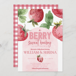 Niedlich Pink Strawberry Berry Sweet Baby Dusche Einladung