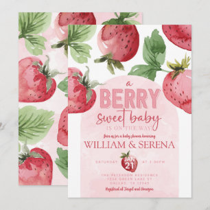 Niedlich Pink Strawberry Berry Sweet Baby Dusche Einladung