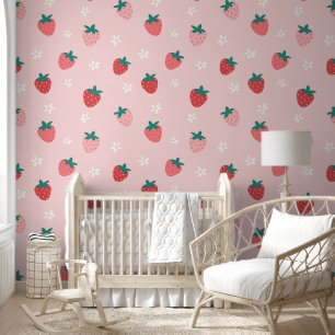 Niedlich Pink Strawberry Berry Sweet Kinderzimmer Tapete