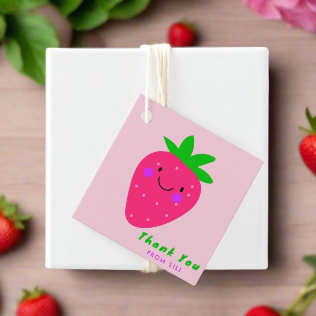 Niedlich Pink Strawberry Geburtstagsparty Danke Geschenkanhänger (Von Creator hochgeladen)